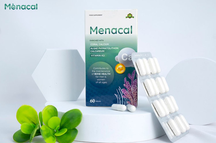 Canxi EU Menacal cung cấp canxi tảo biển đỏ kết hợp vitamin D3, K2, magie, kẽm, selen